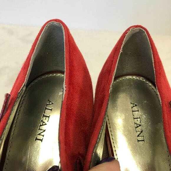 Alfani Red Suede Platform Stiletto Pump Heels Size 7.5M - Picture 9 of 13